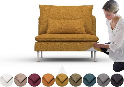 comfortly Cover for Soderhamn 1 Seat Section, Replacement Slipcover, Heavy Duty 5 pcs Cover, Soft Durable Washable Fabric, Easy to Clean & Replace Crown - Curcuma