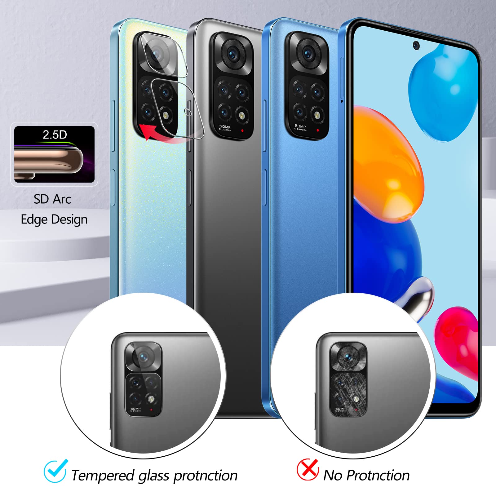 Coque Personnalisée Vitre Arrière Caméra XIAOMI REDMI NOTE 10 PRO Lentille Appareil Photo Lens Verre Coque Anti-dérapante Transparente