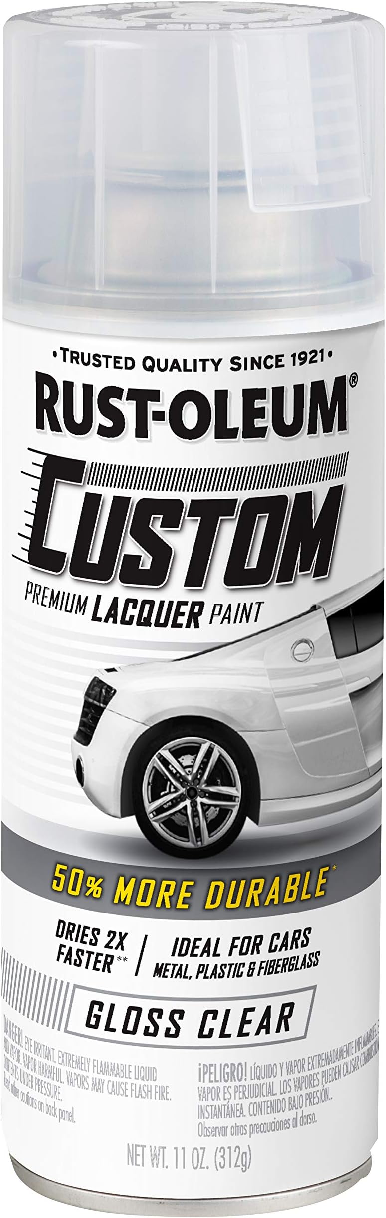 Rust-Oleum 323383 Automotive Custom Lacquer Spray Paint, 11 oz, Gloss Clear