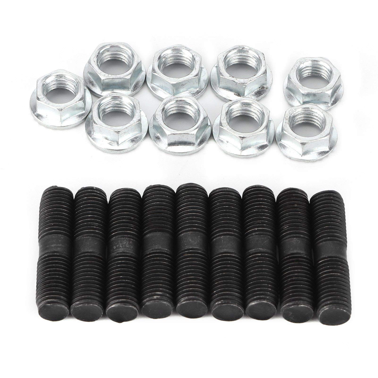 M10 1.25 Stud M10 1.25 Stud Turbocompressore e Accessori 9Pcs M10x1.25 Turbo Studs Kit Dadi di Bloccaggio Accessorio per Veicoli per Auto Adatto per