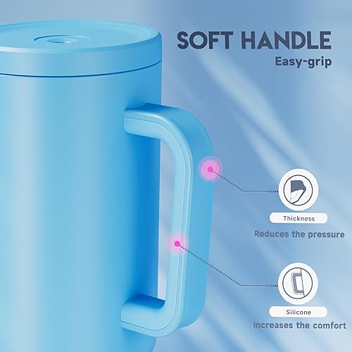 Miniatura 6 de Meoky Decoraciones del Día de San Patricio, vaso de 40 onzas con asa y pajita, vaso con tapa y pajita, vaso aislado de acero inoxidable para viaje,