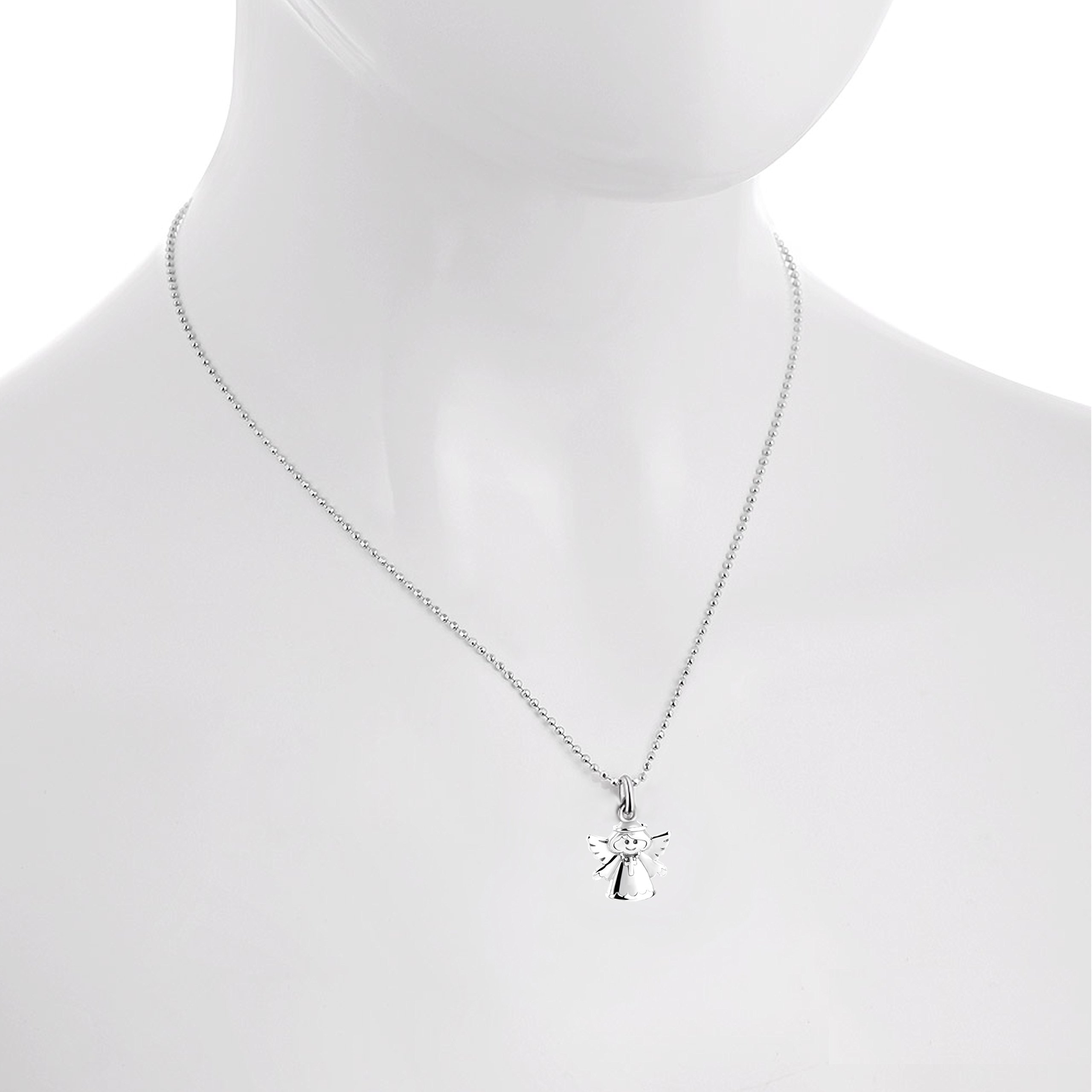 butterfly Collar De Bolas De Plata De Ley Con Colgante De Ángel Ajustable