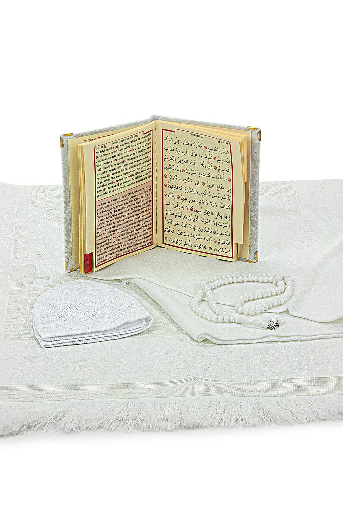 Set Tappeto Preghiera Islamico Ihvan - Con Corano, Rosario, Scialle E Kufi, Confezione Regalo - Foto 1