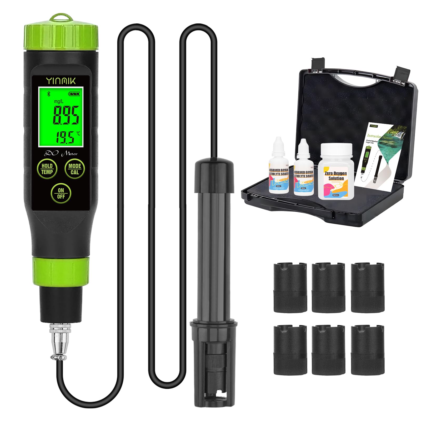 YINMIK Intelligentes Sauerstoff Messgerät Tragbares Sauerstoff Messgerät | Aquaponik Sauerstoff Test Set, Digitaler Sauerstoff Tester Wasser für Aquarium Fischbecken Hydrokultur Bierwürze Teiche