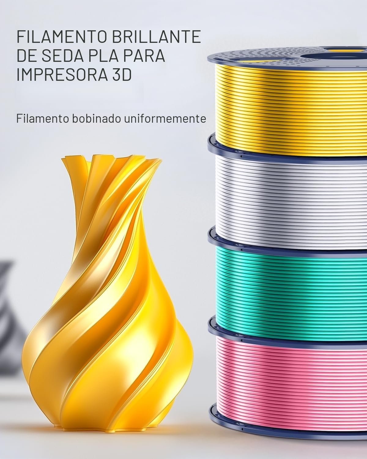 SUNLU PLA+ Silk Filamento 3D Seda Metálica 1,75 mm 1KG Plata
