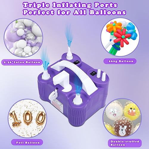 Miniatura 2 de Electric Balloon Pump, 4-in-1 Portable Electric Air Pump for Inflatables, Balloons and Sports Ball, Balloon Inflator for 260q,Foil, Latex Balloons