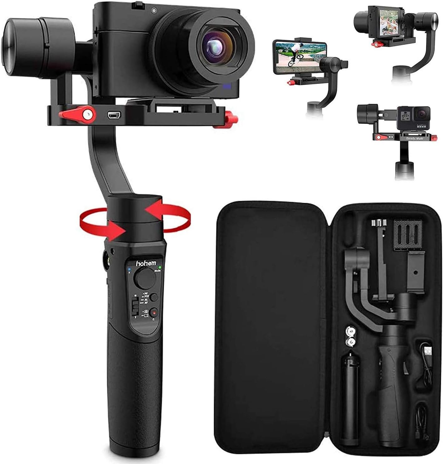 All in 1 3Axis Gimbal Stabilizer for Compact Camera Action Camera and