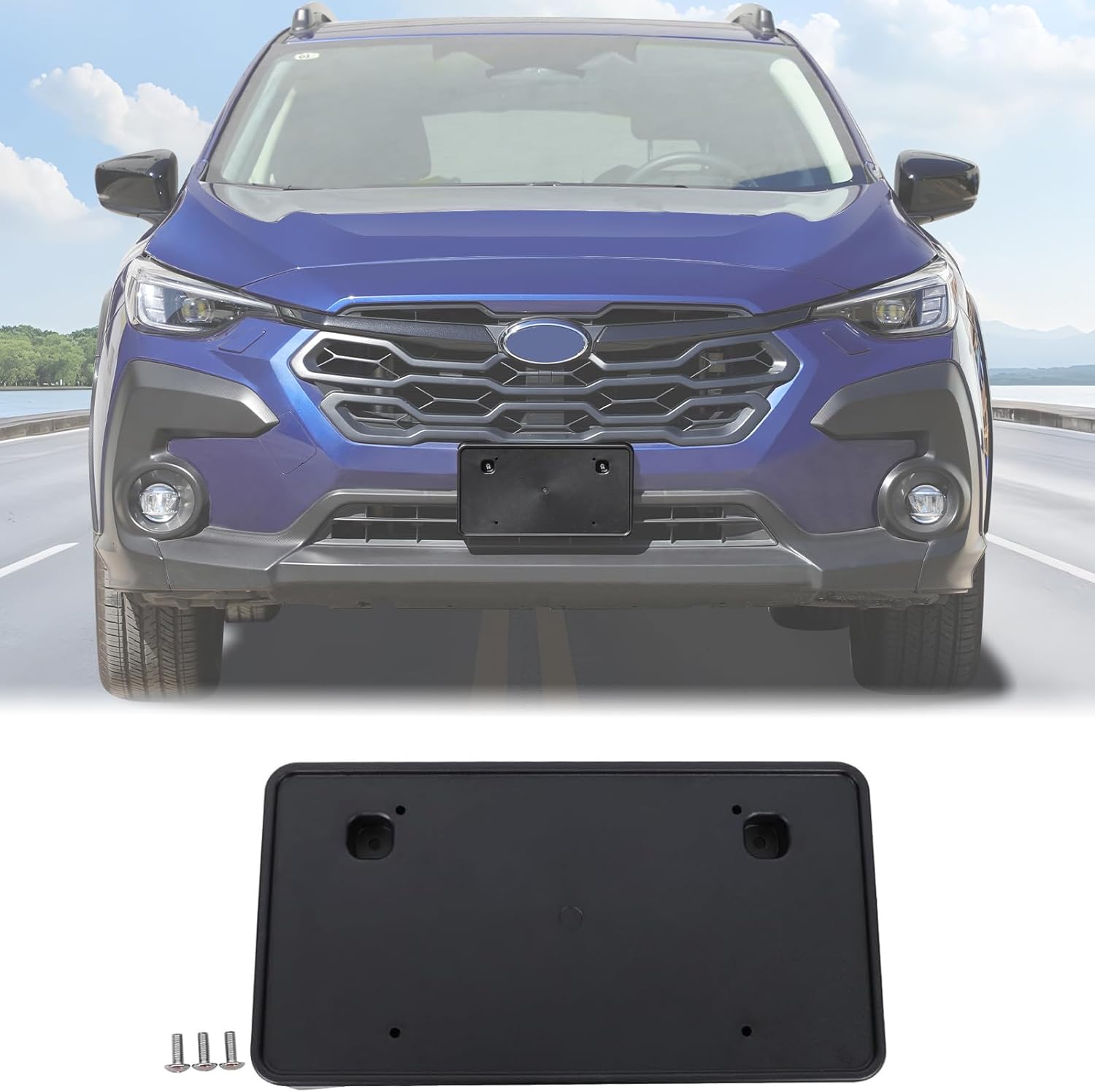 Car Front License Plate Frame Bracket Compatible with Subaru Crosstrek 2024-2026, Not Fit Wilderness Edition, Front Bumper License Plate Holder Mount Adapter Frame Trim Tag Holder Replace Accessories