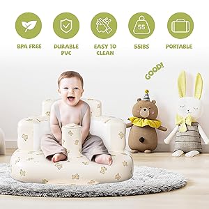 Momsnug Baby Beach ChairInflatable Baby Seat for Babies 3 Months and Up,Summer Bumbo Seat for Learning to Sit, Feeding, Camping