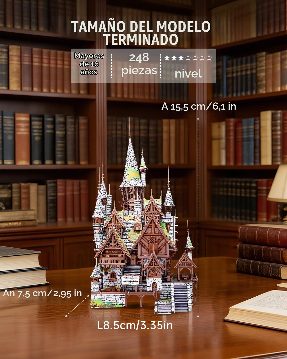 Piececool Puzzle 3D Adultos Metal Castillo de Hadas Maquetas para Montar,Acero Inoxidable 430,DIY,Regalo,Recuerdos,Colección,248 Pieces