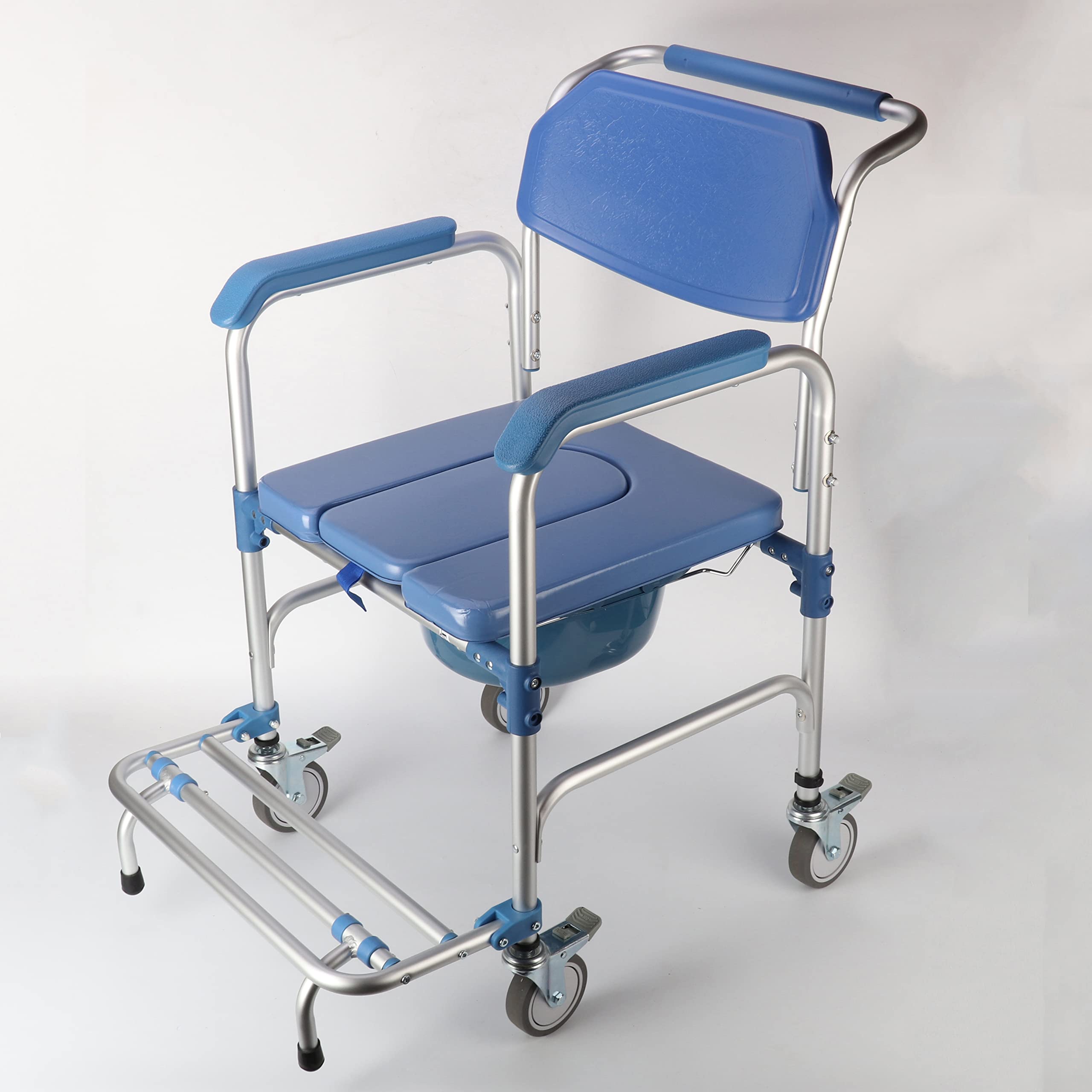 MYOYAY Rolling Shower Chair with Wheels Lightweight Bedside Commode