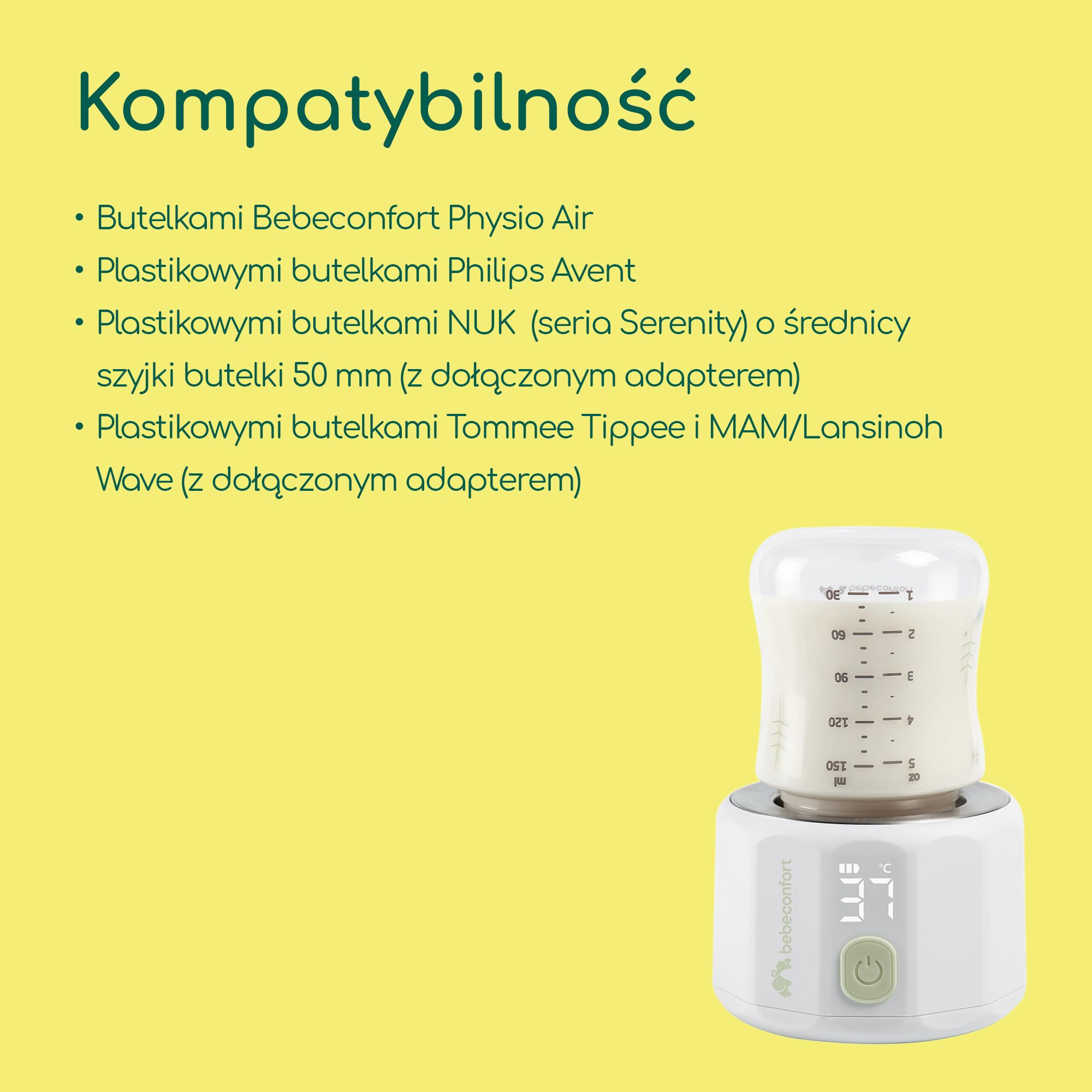 Bebeconfort Pocket Cyfrowy podgrzewacz do butelek, przenośny podgrzewacz do butelek, mały dł. 6,5 x szer. 6,5 x wys. 8 cm, lekki (280 g), cyfrowy wyświetlacz, wytrzymała bateria, regulacja temperatury