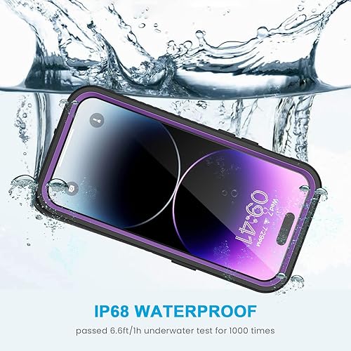 Miniatura 2 de Lanhiem iPhone 14 Pro Case, IP68 Waterproof Dustproof Shockproof with Built-in Screen Protector, 6.1 inch - Purple