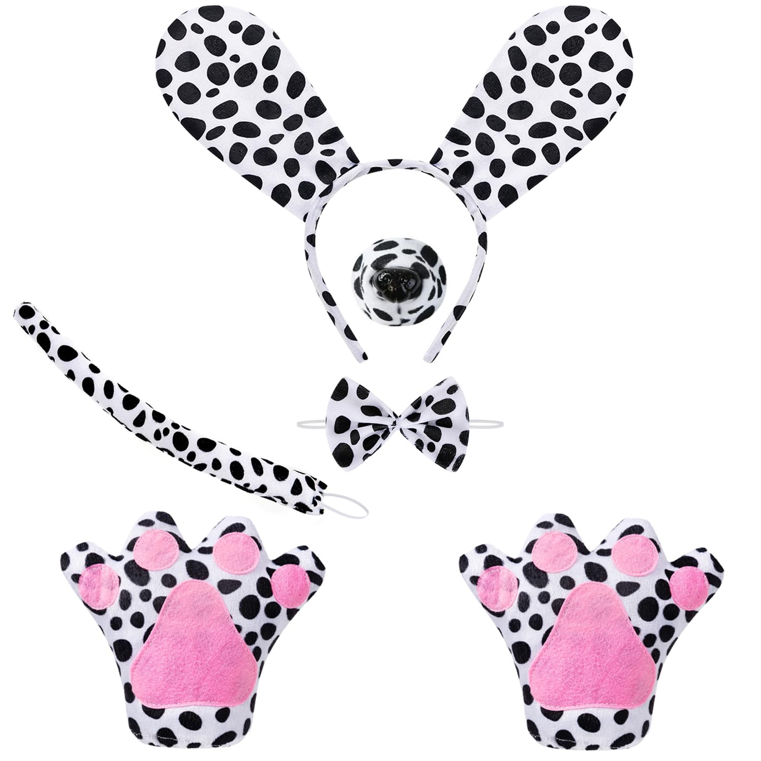 5 Pieces Puppy Dog Costume Set,Animal Costume Accessories Dog Ears Headband Bow Tie Tail Fake Nose Puppy Paw Gloves Dog Fancy Dress Halloween Cosplay Party โ image 1