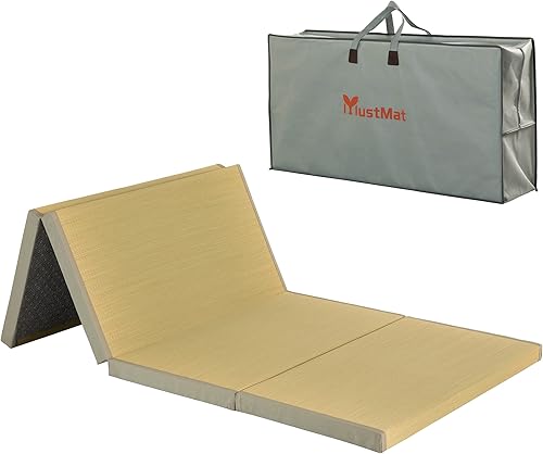 MustMat Tapete grueso de tatami tamaño individual XL, cama japonesa de tatami con bolsa de almacenamiento, 39 x 80 x 2 pulgadas (gris)