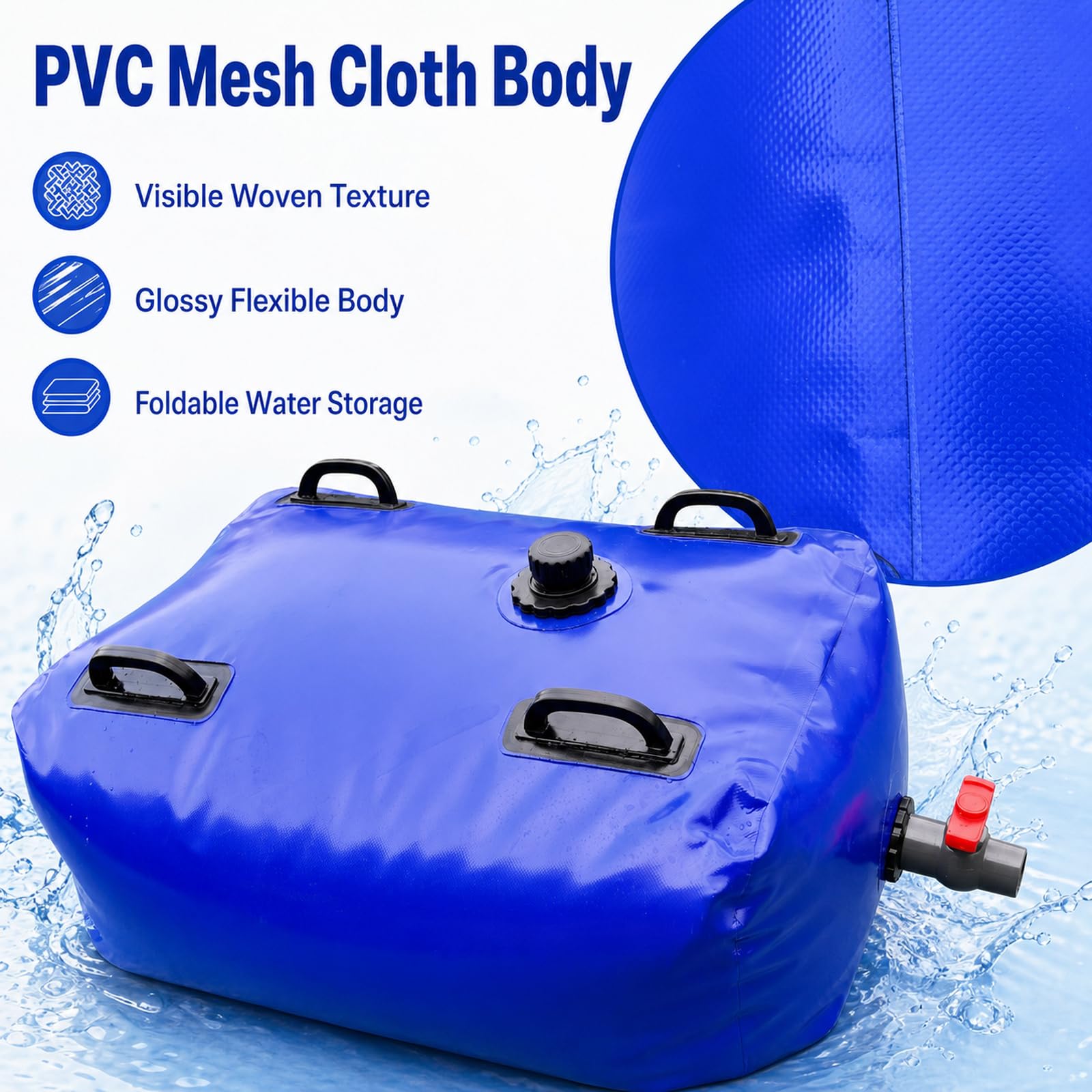 DepóSito De Agua Plegable,Vejiga del Almacenamiento De Agua con VáLvula,Bolsa Agua Plegable PVC,Contenedor De Agua PortáTil De Gran Capacidad,Flexible,para JardíN,Acampar,Hogar