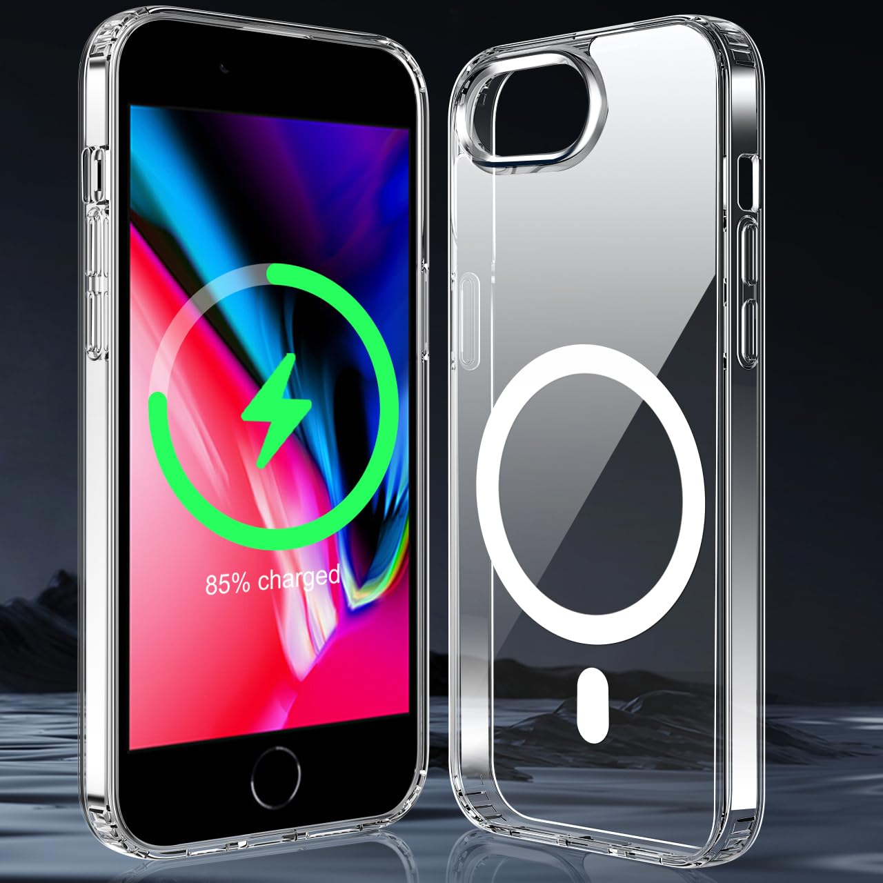 tigratigro Cover Magnetica per iPhone SE 2022/2020/8, Compatibile con MagSafe Ricarica Wireless, Anti Ingiallimento, Antiurto di Grado Militare, Custodia magnetica, Retro Antigraffio Trasparente