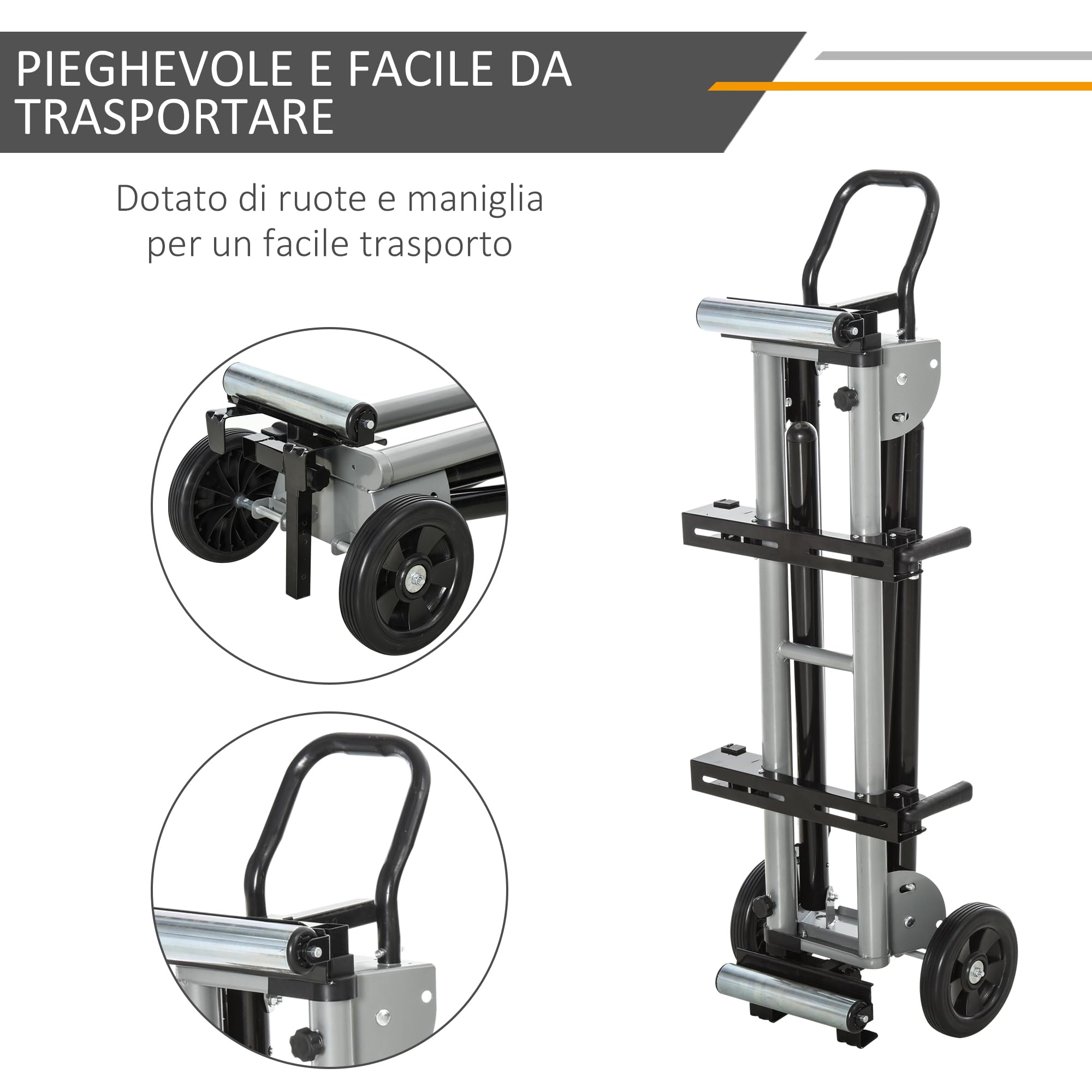 DURHAND Cavalletto Supporto per Troncatrici Universale, Banchetto Estensibile Regolabile e Pieghevole Carico Massimo 150kg, Nero e Argento