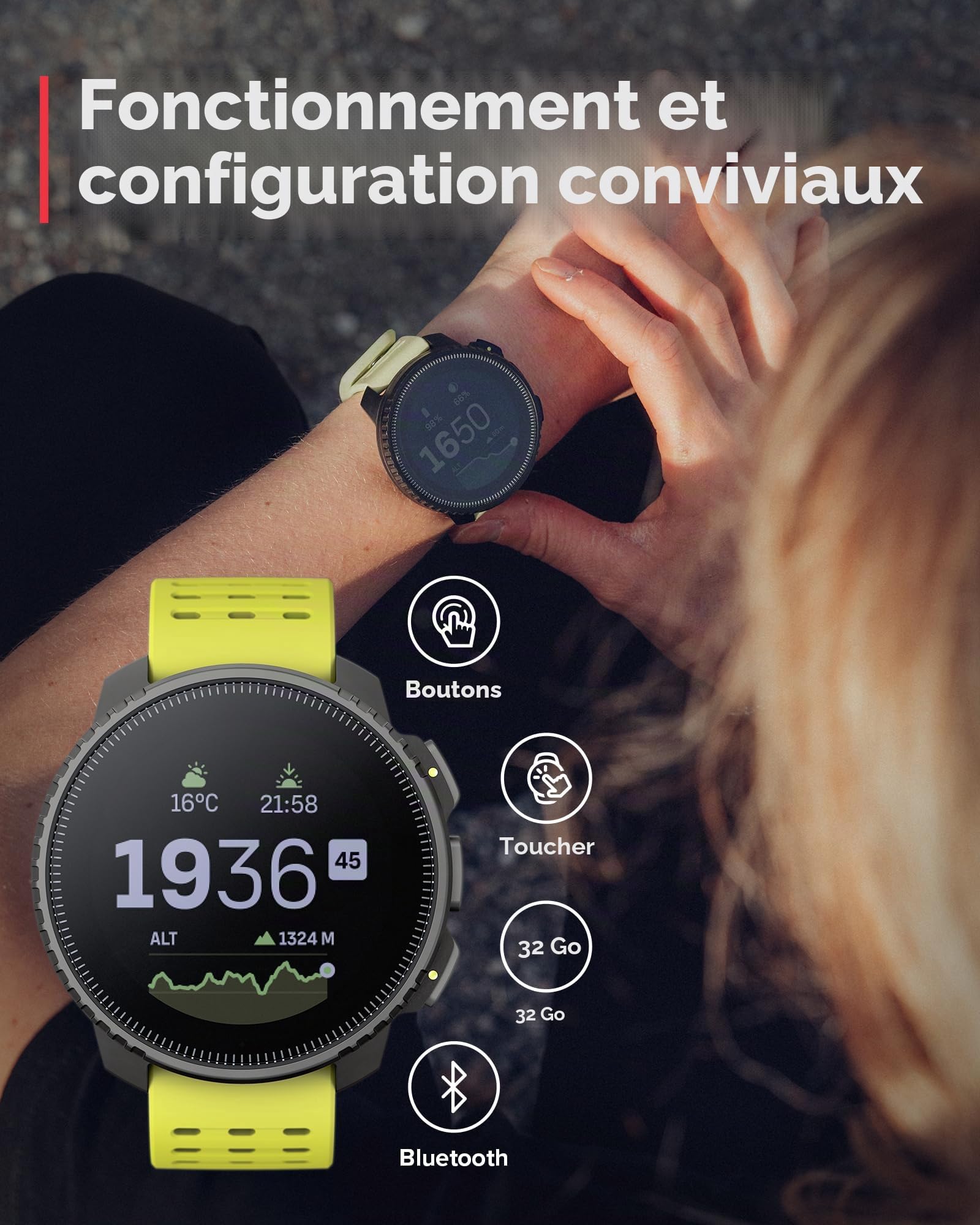 SUUNTO Verticale : Montre GPS d'aventure, Grand écran, Cartes Hors Ligne, Charge Solaire