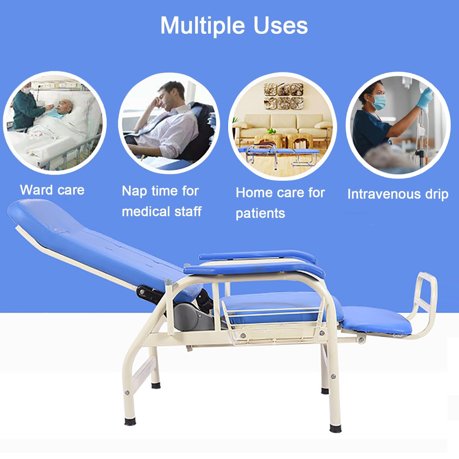 Wartezimmer-EmpfangsstüHle, Zeichenstuhl, Infusionsstuhl Mit Verstellbarer Armlehne Und Stahlrahmen, Phlebotomiestuhl, Lobbybank, FüR InfusionsstüHle(White pedals)