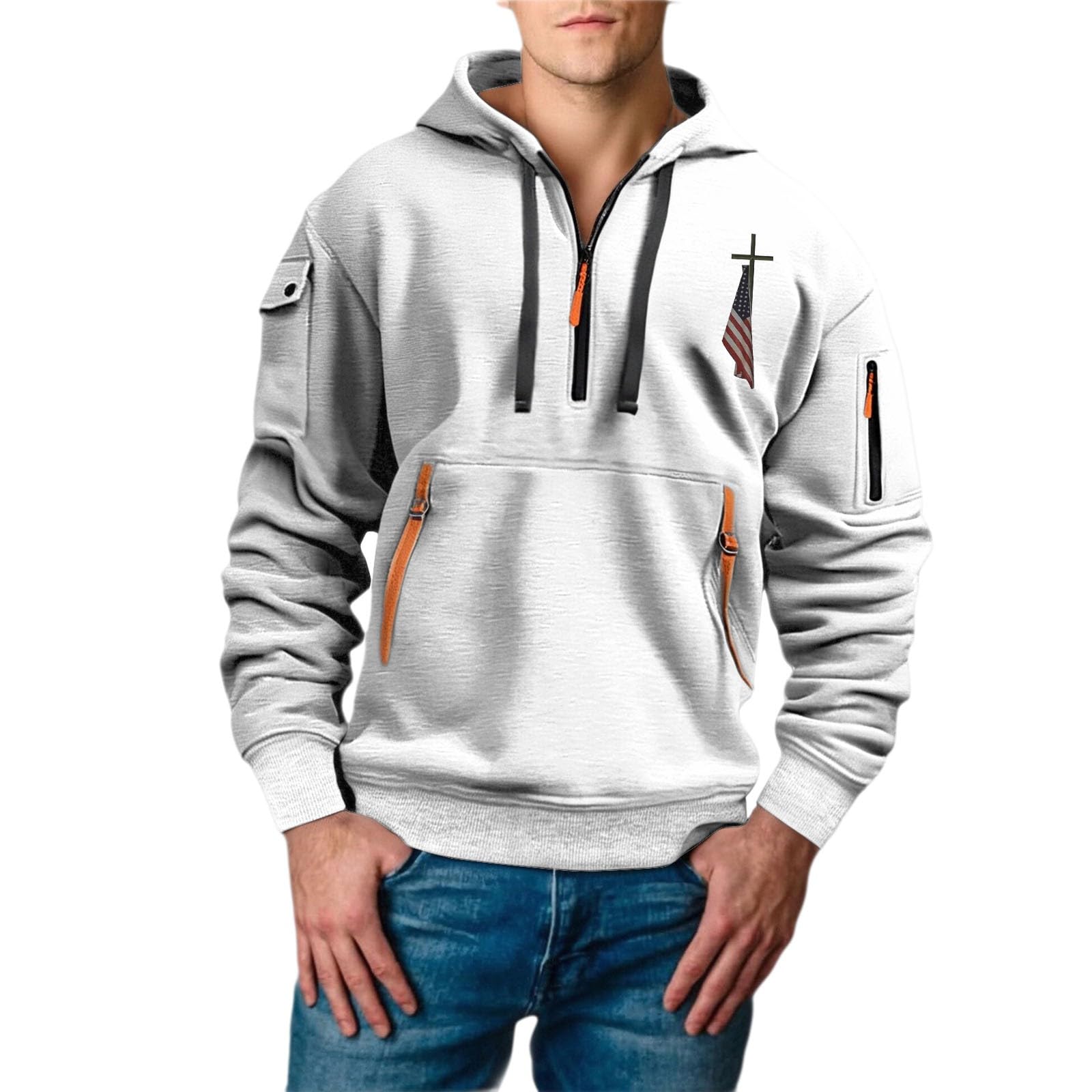 Chaqueta Verano Hombre Sudadera con Capucha Juvenil Y Moderna para Hombre, Ideal Otoño E Invierno, Camiseta Estampada En 3D Flores Dinámicas. Sudaderas De Vestir (White, M) Camisas Manga