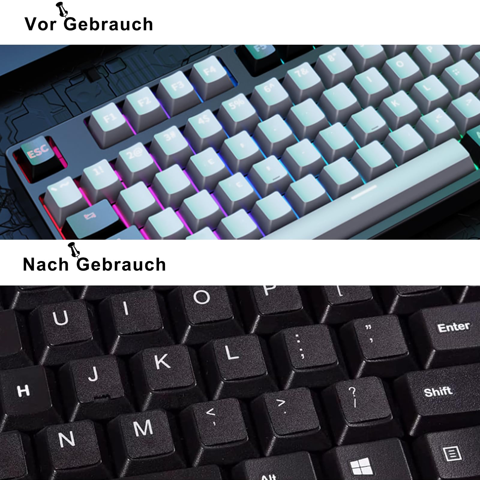 5 Russisch Tastaturaufkleber - Ersatz Aufkleber mit Weißen Buchstaben für Standard & Laptop Tastatur, 3 Schwarz 2 Weiß