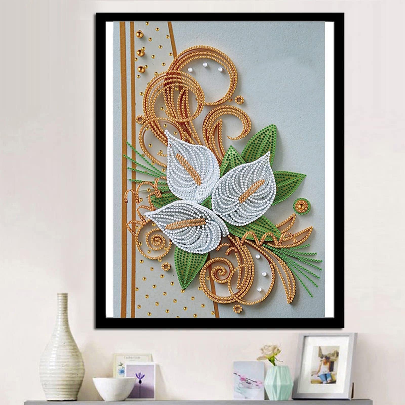 Kit Diamond Painting Parziale 5D TRRCEPOS | Fiori 30x40 Cm | Arte Fai Da Te Con Strass Cristallo Per Adulti E Bambini - 4