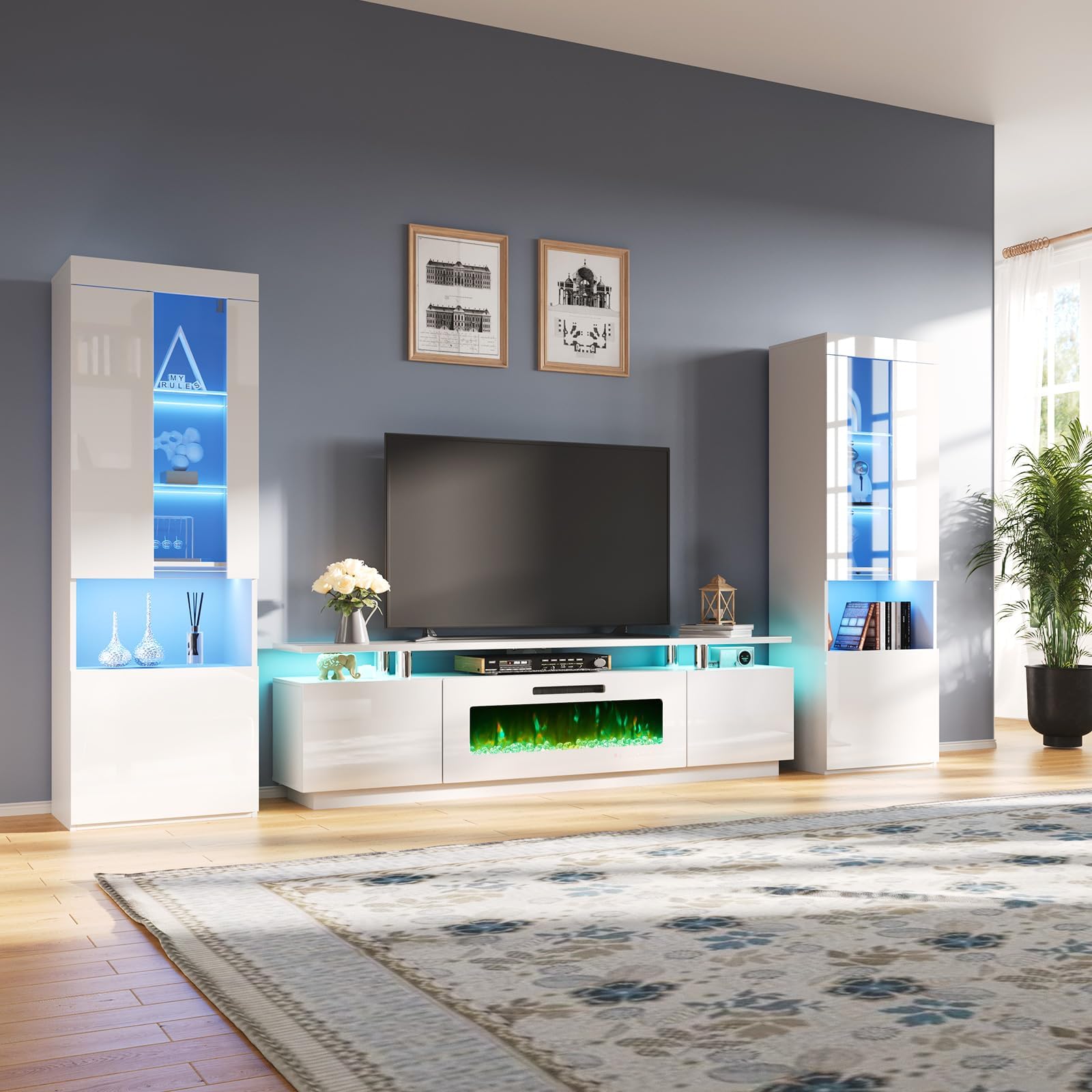 Amazon.com: Homsee 94.5" L Minimalism Wall Unit TV Stand with ...