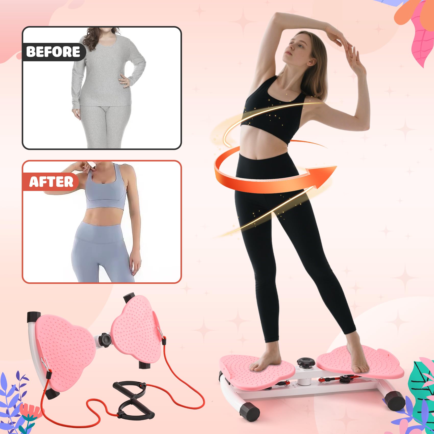 Torsion Disque de Taille, Twist Core avec Cordon de Serrage, Disque de torsion de la taille, Équipement de Fitness à Domicile, Plateau Tournant de Fitness pour Entraînement à Domicile