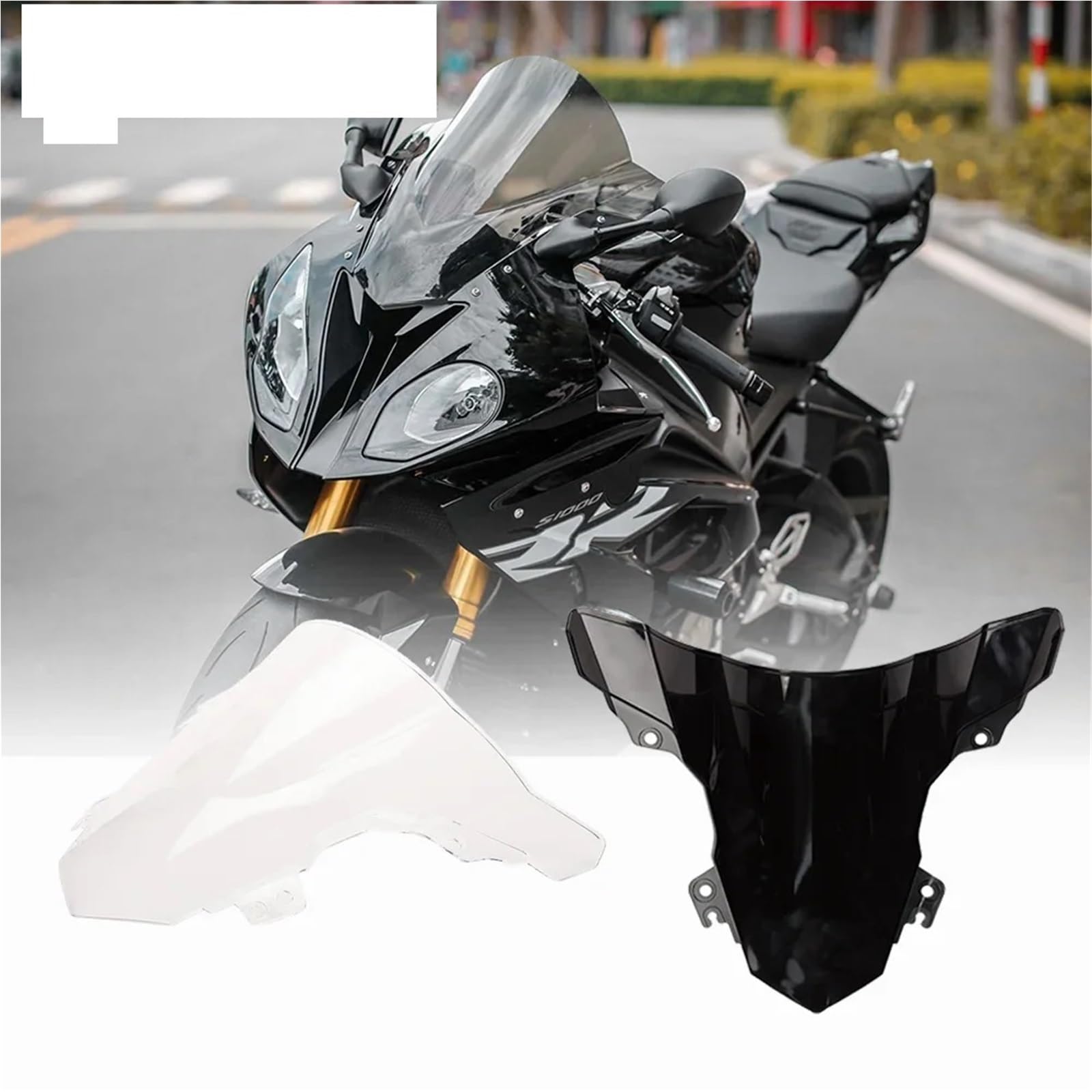 Deflektor motocykla Szyba przednia pasująca do BMW S1000RR 2015-2018 Podwójna osłona wiatroszczelna S1000 Deflektor wiatru spojler przedłużający szyba przednia(Clear)