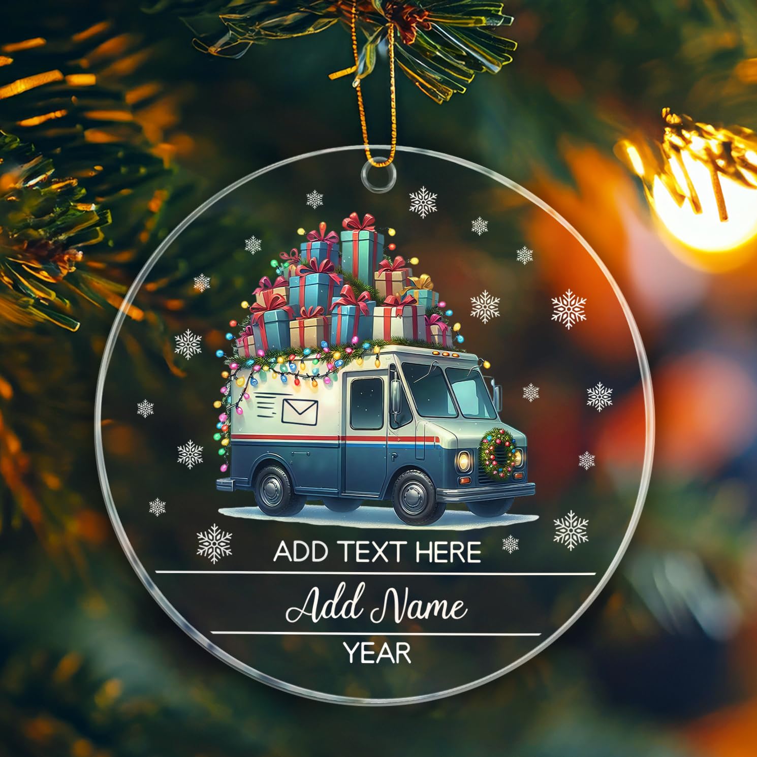 Ceramic Ornament Mail Carrier Ceramic Hanging Personalised Christmas Baubles Double Sided Ceramics Xmas Ornament For Kids Holiday Family 7.3 CM