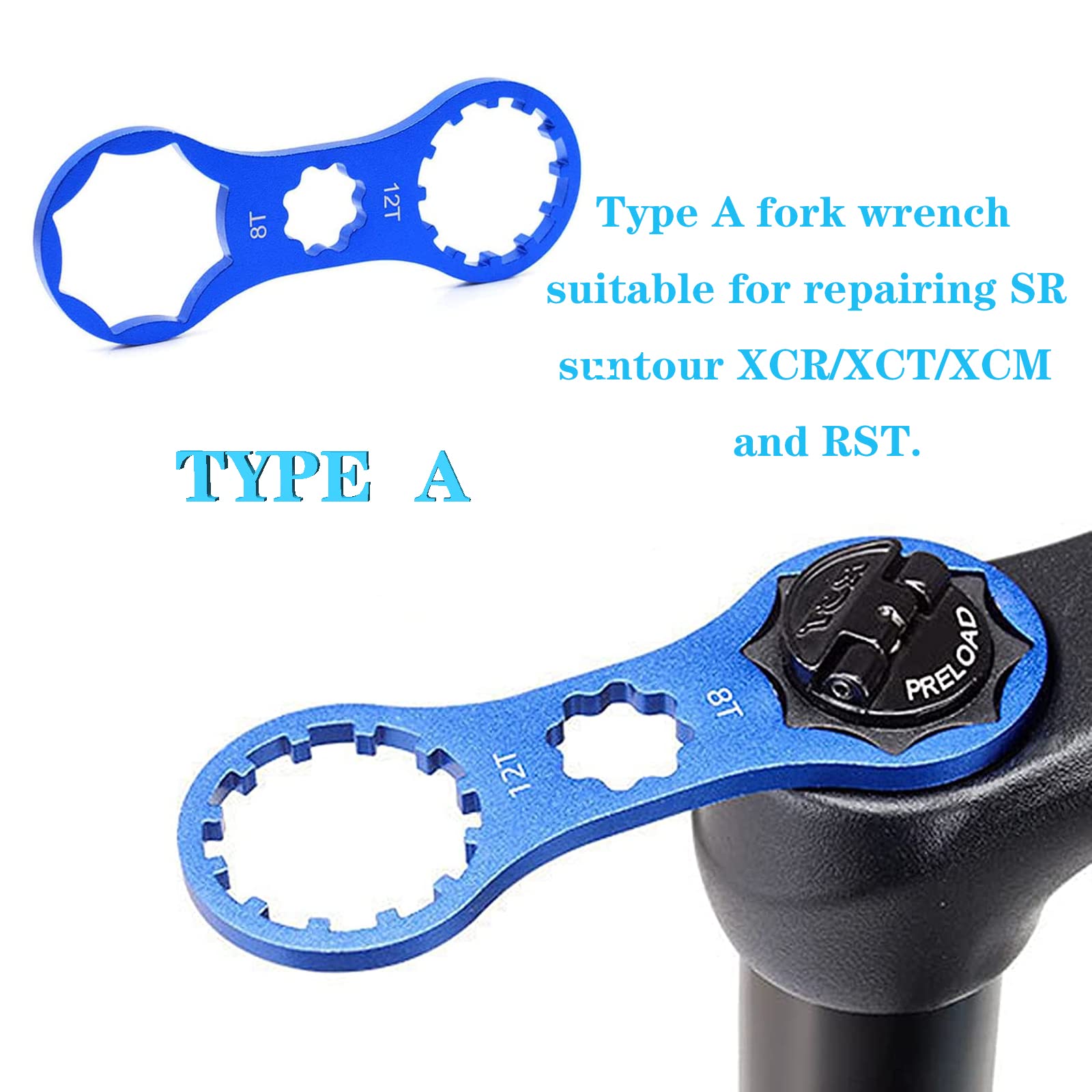 Clé Fourche VTT Suntour XCR/XCM/XCT – 2 Pièces Rouge+bleu, Alliage Alu, Légère