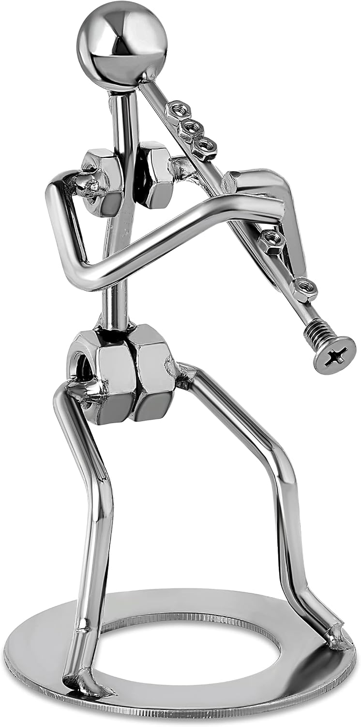 Broadway Gift Clarinet Player Silver Tone 6 inch Table Metal Decorative Musician Tabletop Figurine