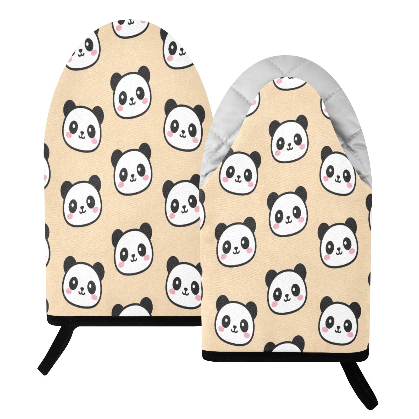 BURSTDDY Cartoon Panda Oven Mitt,Heat Resistant Kitchen Mitts for Cooking