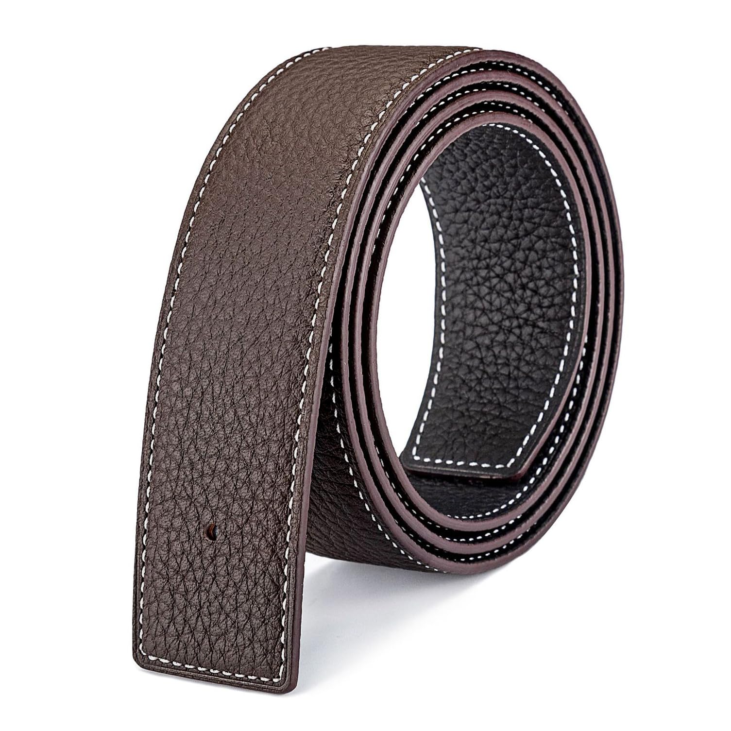 Photo 1 of Vatee's Reversible Genuine Leather Belts For Men/Women Replacement Belt Strap Without Buckle 1.5"(38mm) Wide 41"(105cm) Long Black & Coffee