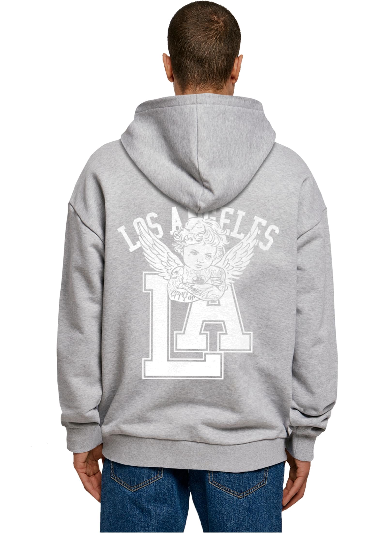 Mister Tee Męska bluza z kapturem LA Wings Heavy Cotton Box – Oversize Hoodie z bawełny w modnym stylu Streetwear z nadrukiem z przodu i z tyłu, na co dzień i w czasie wolnym