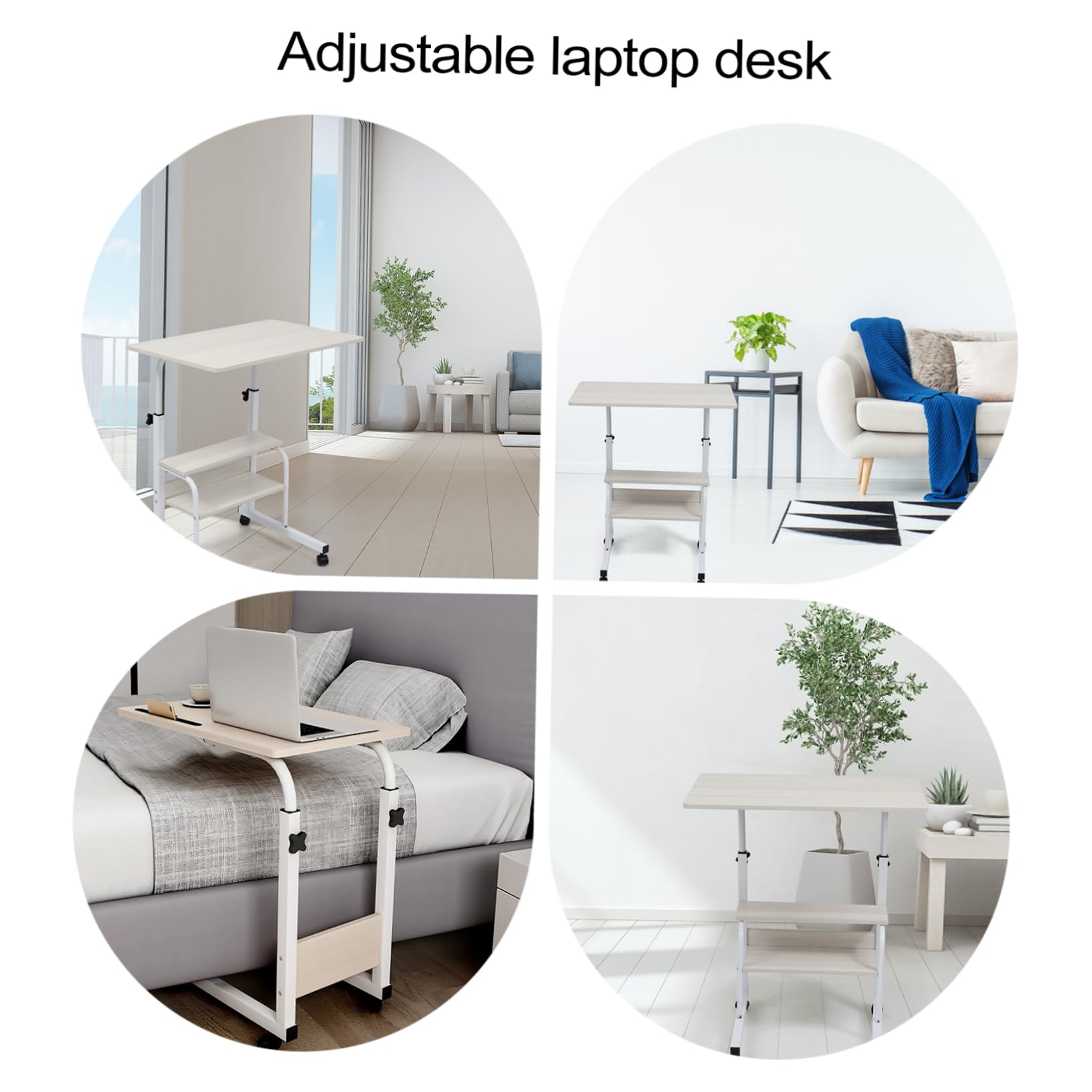 Angoily Adjustable Table Wheels Desk Space-Saving Study Desk Lift for Bedroom Office Sofa
