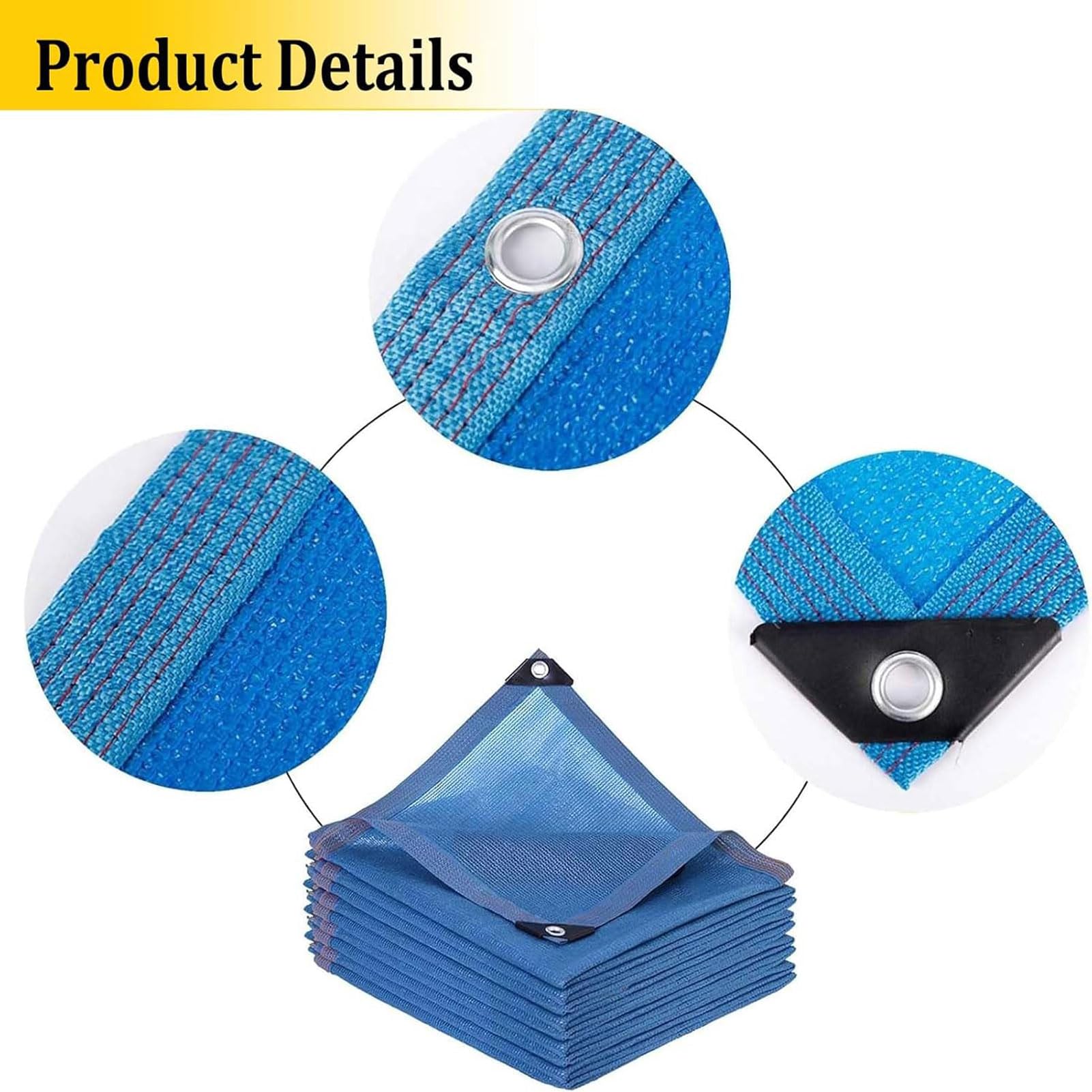 Premium Sonnencreme für den Garten, 80 % Sonnenschutz, mit Ösen, atmungsaktiv, für Hühner und Gewächshäuser, 8 x 8 m, Blau