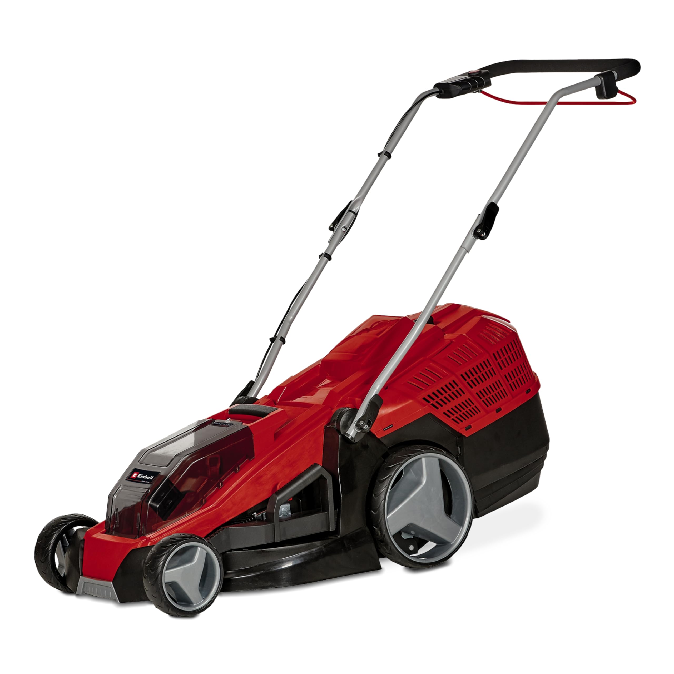 Einhell GE-​CM 36/​43 Li M - Solo Tagliaerba a batteria Power X-​Change (36 V, taglio 43 cm, raccolta 63 L, ruote ant. 160 mm, kit mulching incluso, ruote post. 250 mm, senza batteria e caricabatteria)