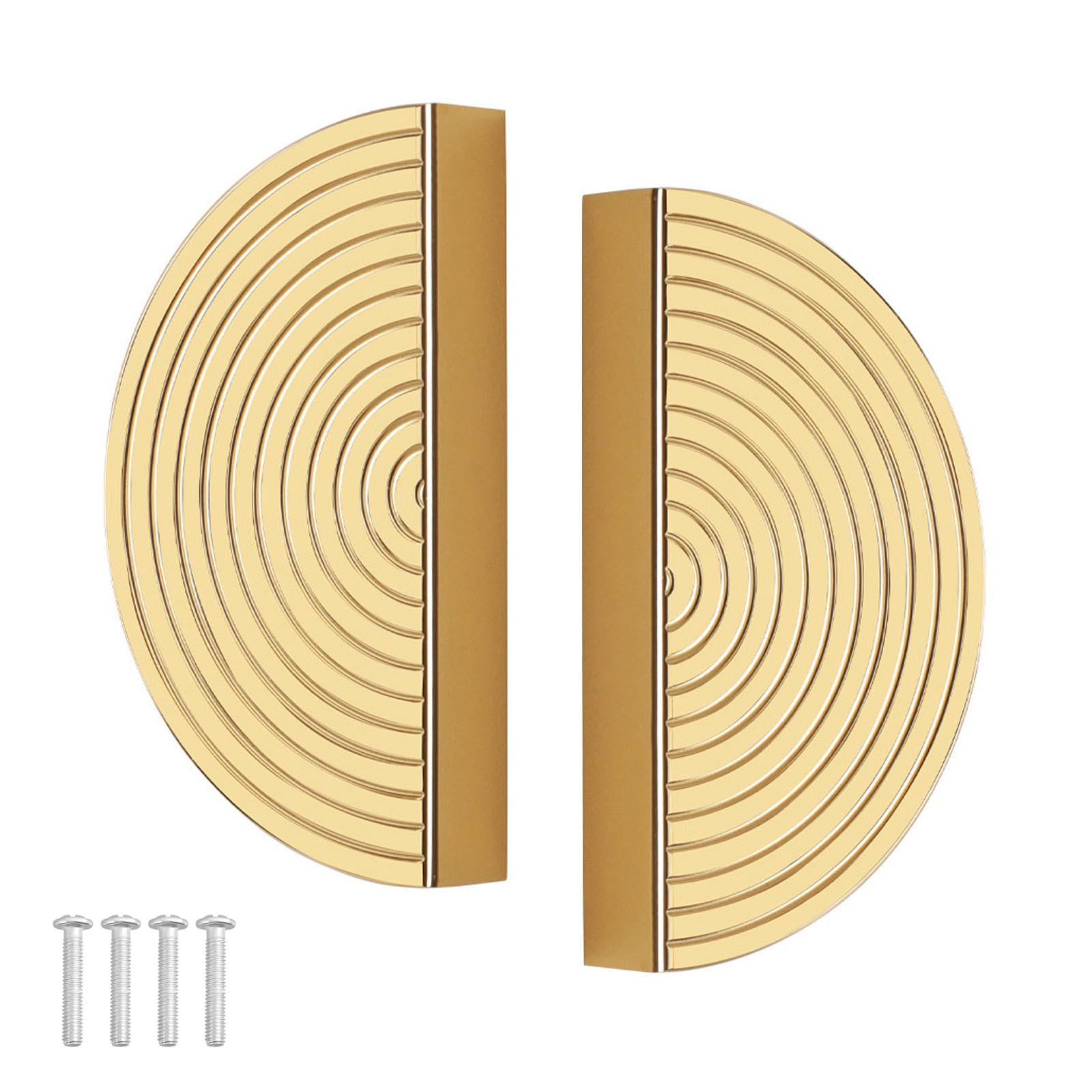 Tzyyao Length 2 Pcs Half Circle Moon Drawer Pull Handles,Cabinet Handles,64Mm Hole Center Modern Cupboard Pulls,Brass Semicircle Handle For Furniture Hardware Decorative,With Screws,-100Mm/3.9In