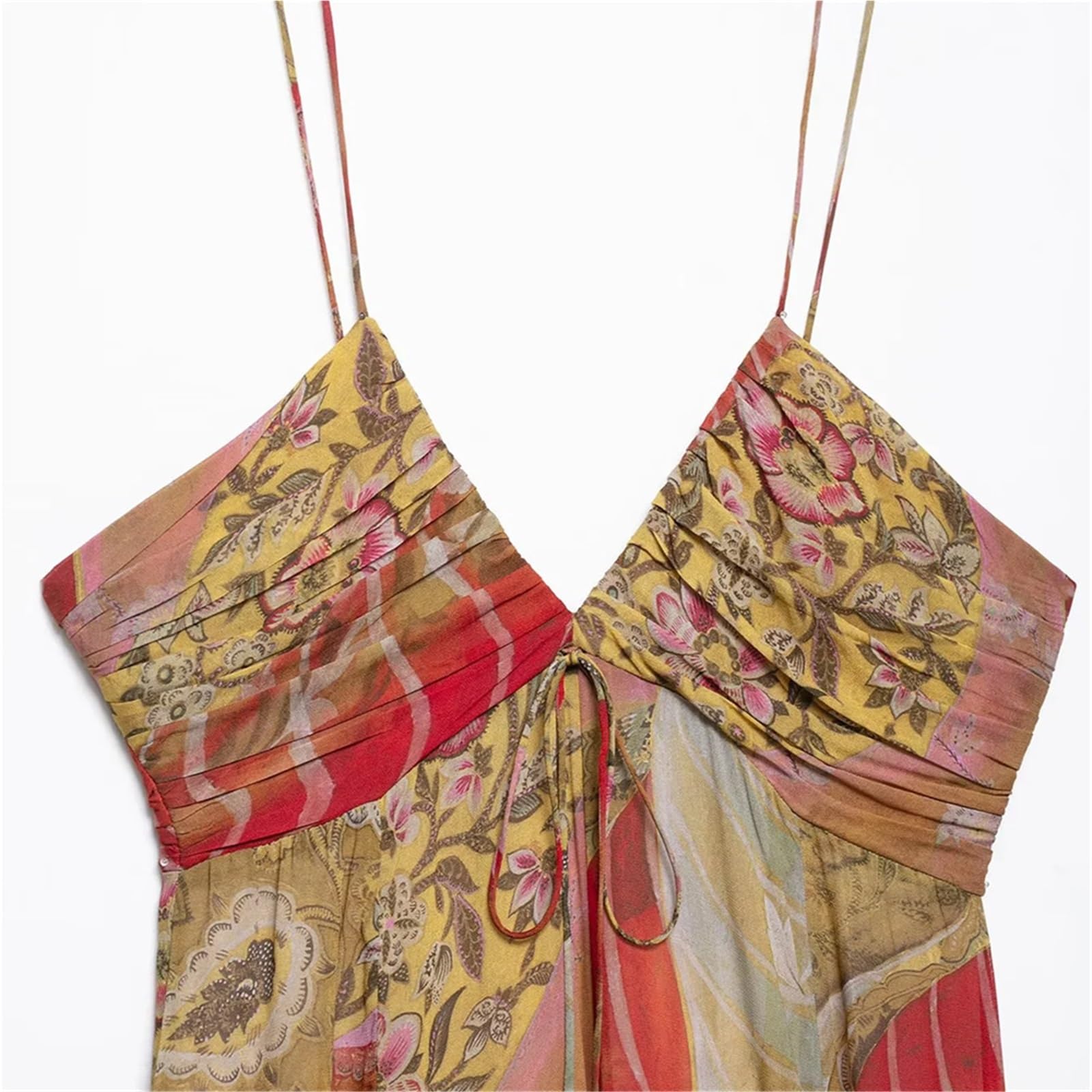 Vestido de Verano for Mujer, Estampado nicho, Holgado, Sexy, sin Espalda, Estilo Festivo, Falda Larga