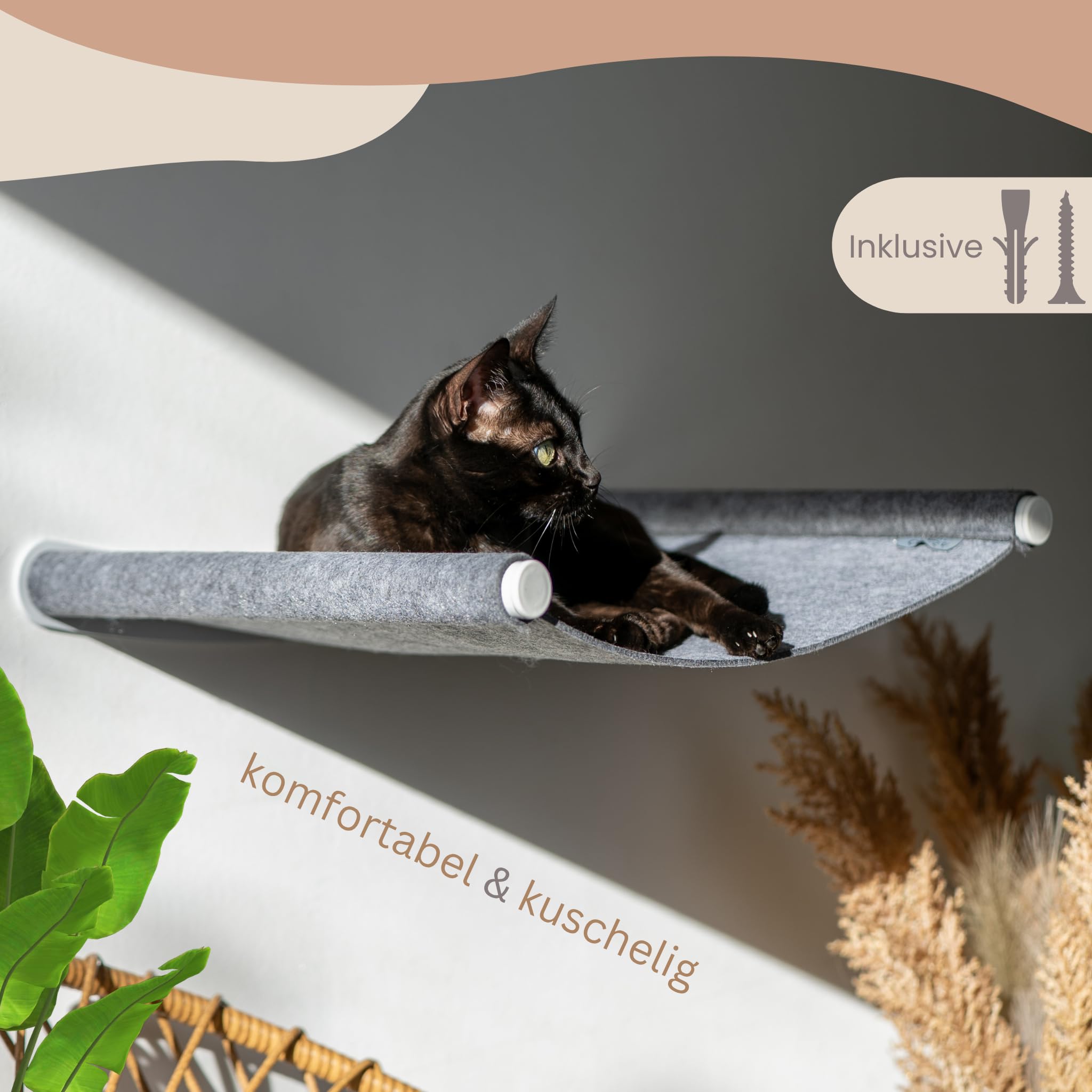AZANO Amaca per gatti XL, in metallo, design da arrampicata a parete per gatti, extra grande e stabile, colore grigio