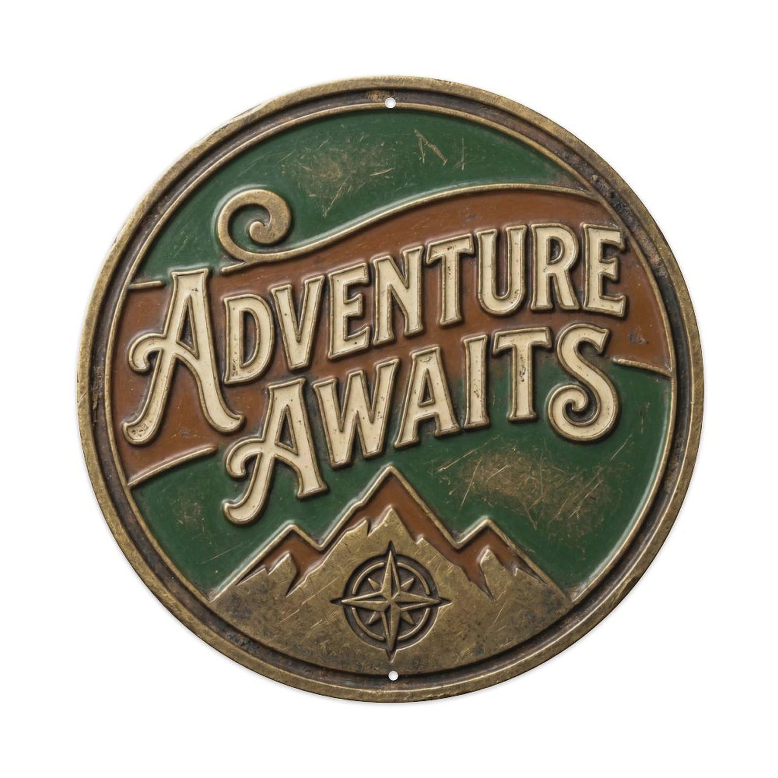 Adventure Awaits Vintage Outdoor Display Retro Slogans Vintage Metal Tin Sign Plaque Wall Decor for Cafe, Club Bar, Office, Garden Metal Poster 8x8Inch