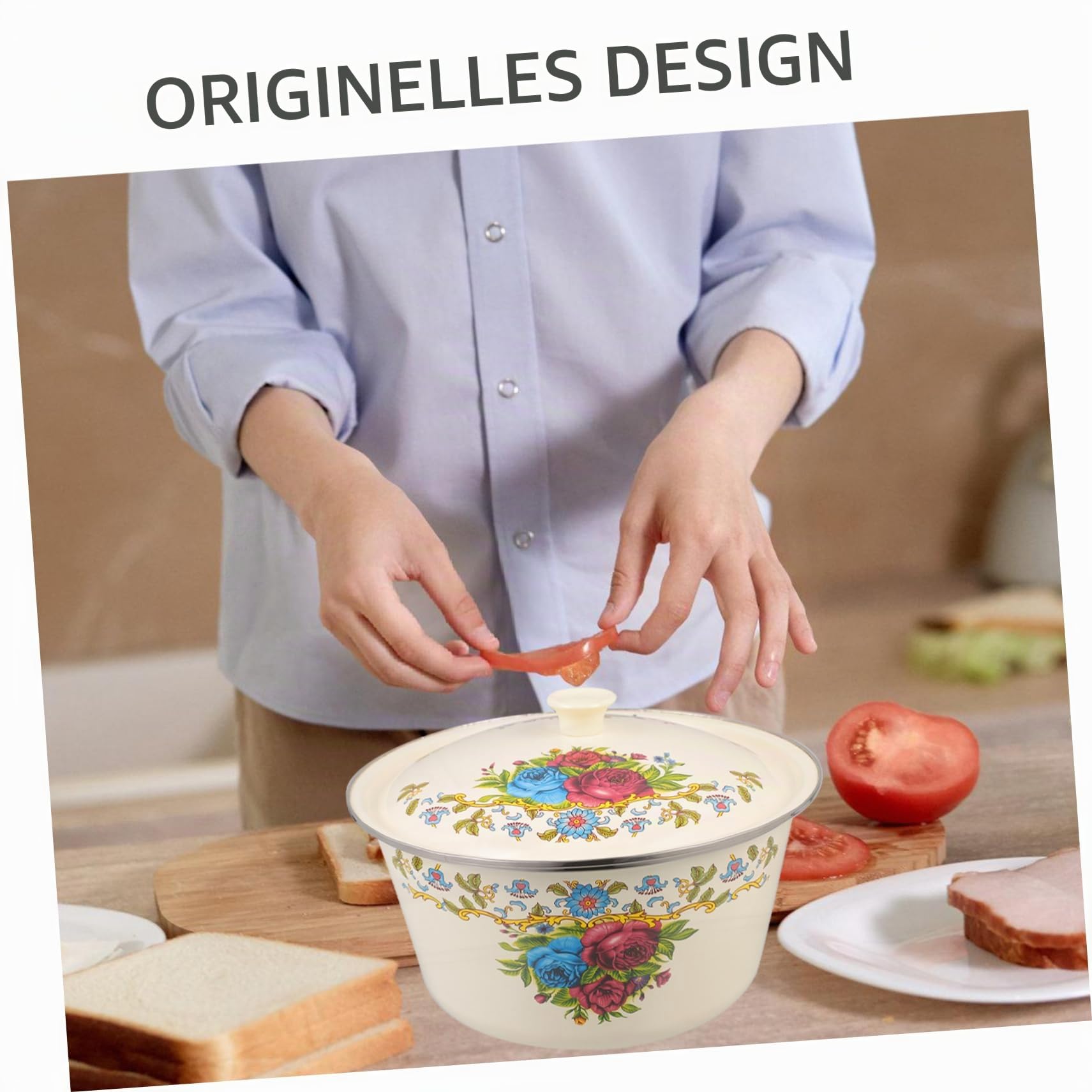 YARNOW Becken Aus Emaille Große Rührschüssel Aus Glas Email- Suppenschüsseln. Emaillierte Teller Emailliertes Becken Emaille-tabletts Schale Weiß Rund Brot Obst Große Schüssel