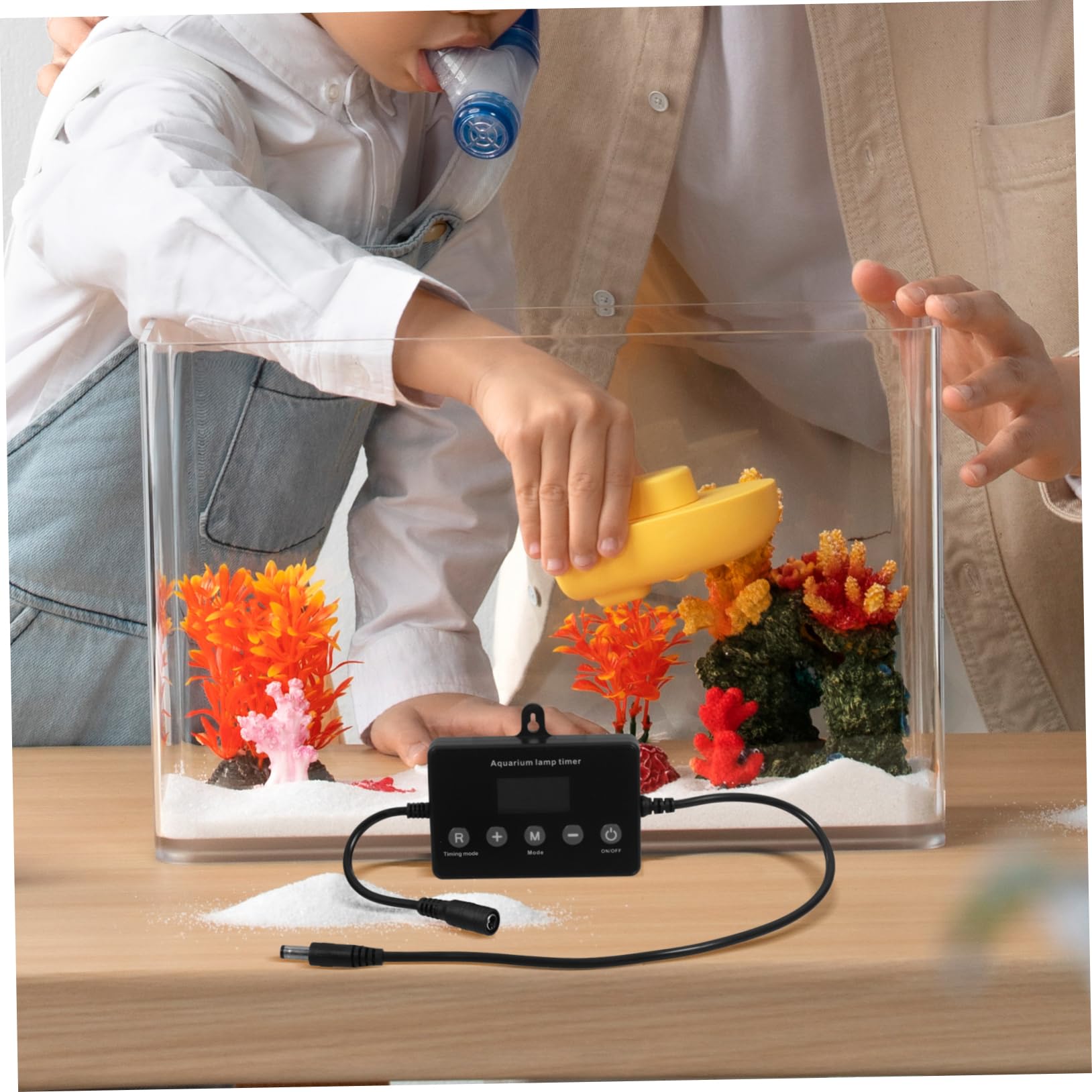 Kisangel 2stücke Led Aquarium Controller Mit Zeitschaltuhr Dimmer Und LCD-anzeige Einsetzbar Für Led Aquarienbeleuchtung Sonnenaufgangs Und Sonnenuntergangsmodus Energiesparend Und