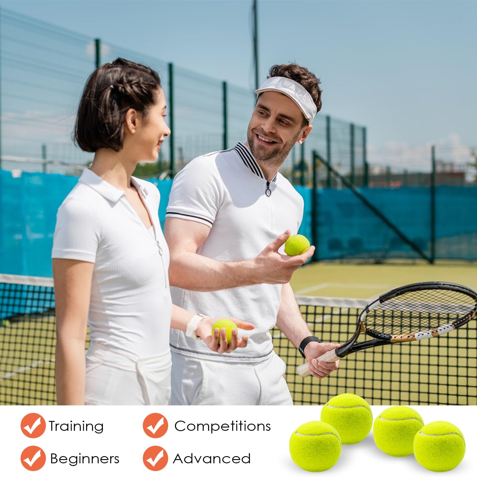 Balles de Tennis Jaune 12 Pièces pour Entraînement Débutants Adultes Enfants Chiens