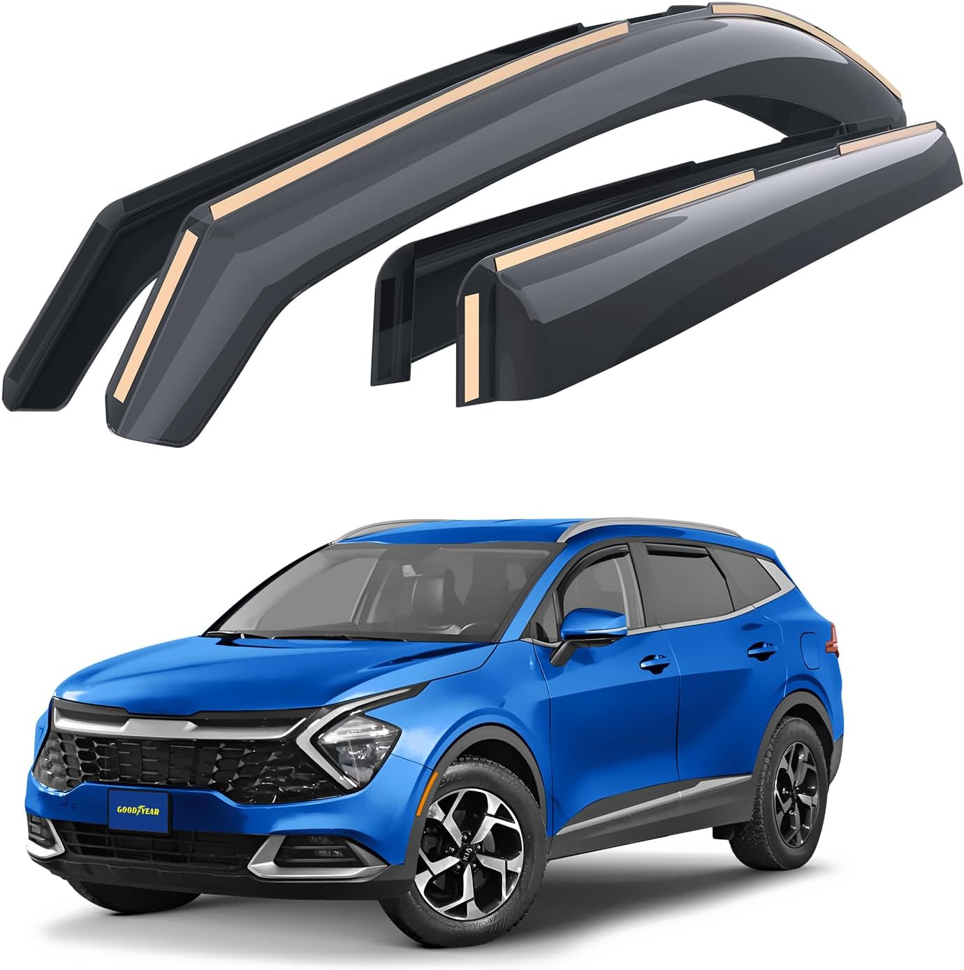 Goodyear Shatterproof in-Channel Window Deflectors for Kia Sportage 2023-2026, Rain Guards, Window Visors for Cars, Vent Deflector, Car Accessories, 4 pcs - GY008087