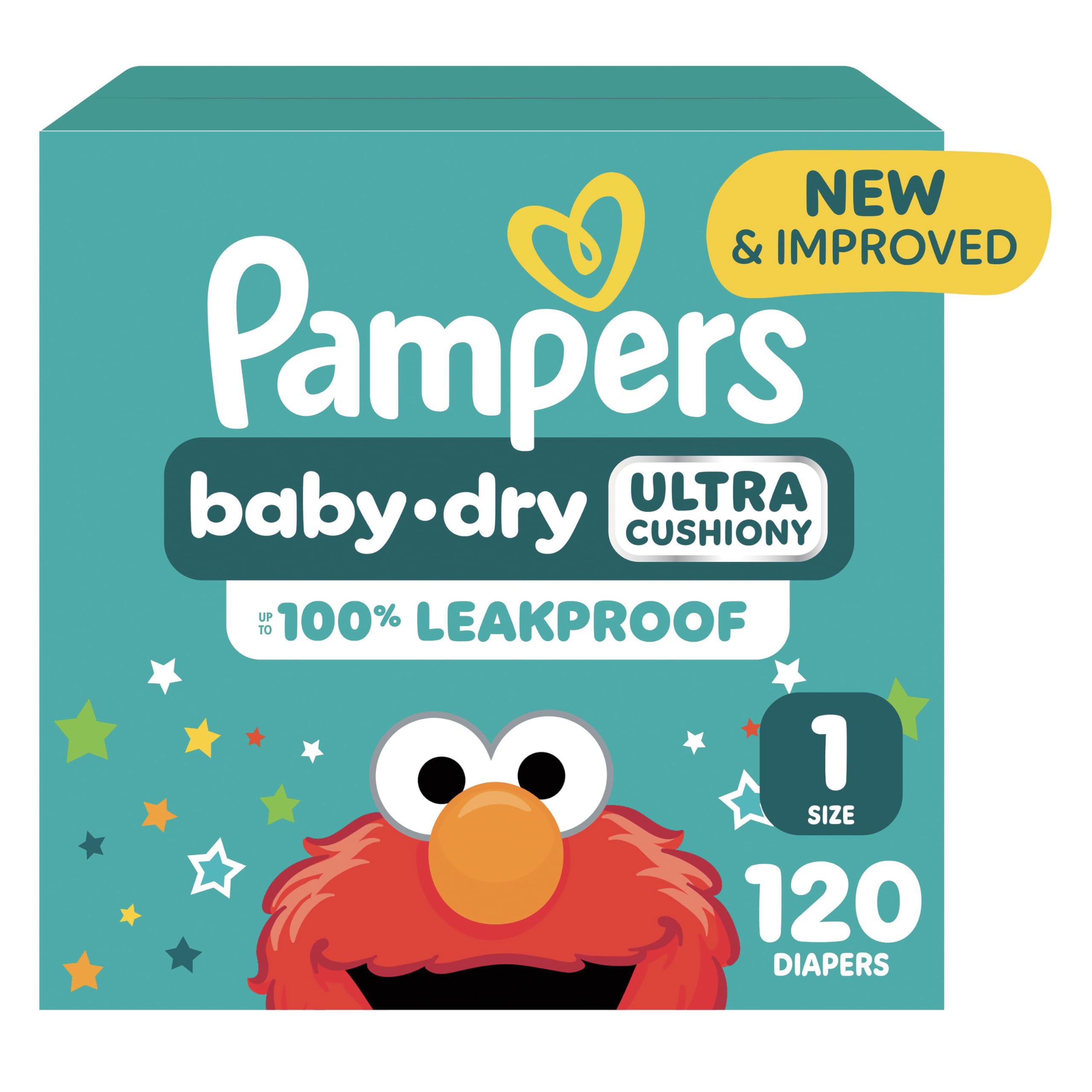 pampers diapers - baby dry - size 1 120 count absorbent disposable infant diaper packaging may vary