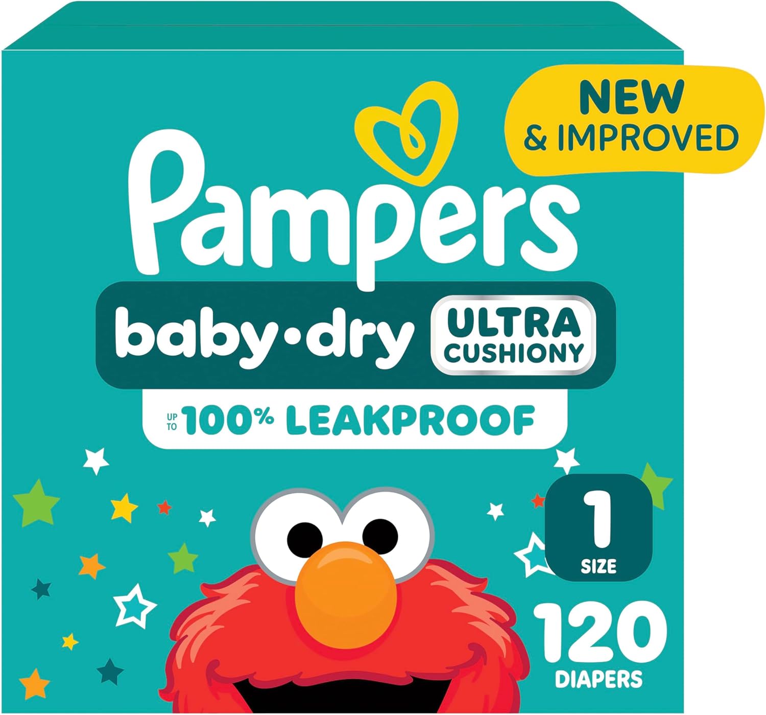 Pampers Diapers - Baby Dry - Size 1, 120 Count, Absorbent Disposable Infant Diaper (Packaging May Vary) Size 1 120