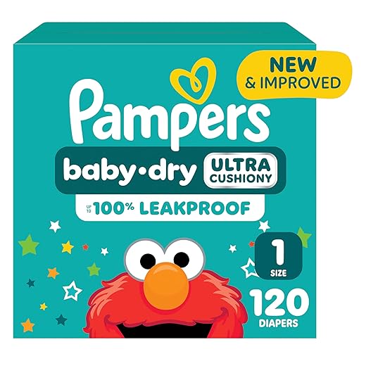 Pampers Diapers - Baby Dry - Size 1, 120 Count, Absorbent Disposable Infant Diaper (Packaging May Vary)